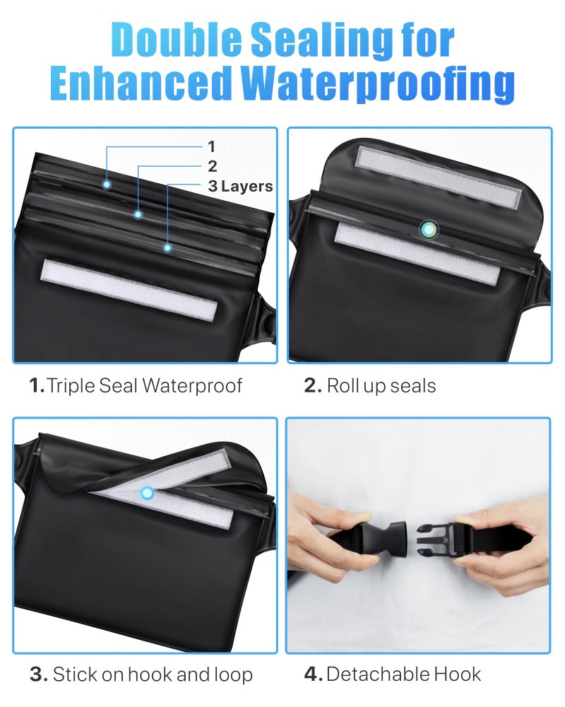 F-color Waterproof Fanny Pack - Waterproof Phone Pouch with Waist Strap - Cruise Essentials 2025 Must Haves Waterproof Pouch Dry Bag Keep Phone Valuables Safe for Beach Kayaking Boating Fishing - Image 4